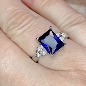 NEW Blue Rectangular Luxury Styled Cocktail Ring